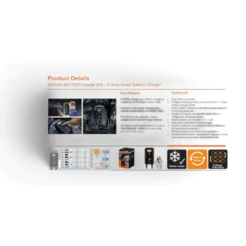 Redresor Auto Osram SmartCharger 12/24V 8/4A Digital