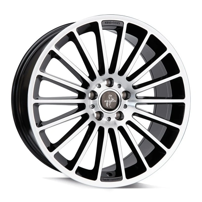 Jantă aliaj R18 negru față șlefuită Keskin Tuning KT15 — 5×112, ET30