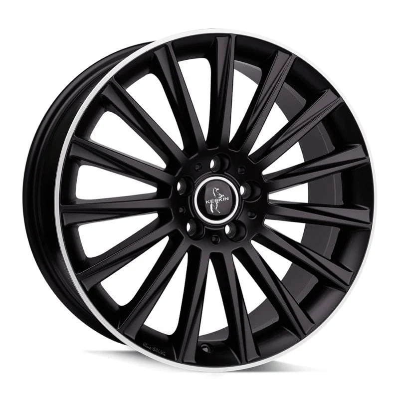 Jantă aliaj R17 negru față șlefuită Keskin Tuning KT18 — 5×112, ET38