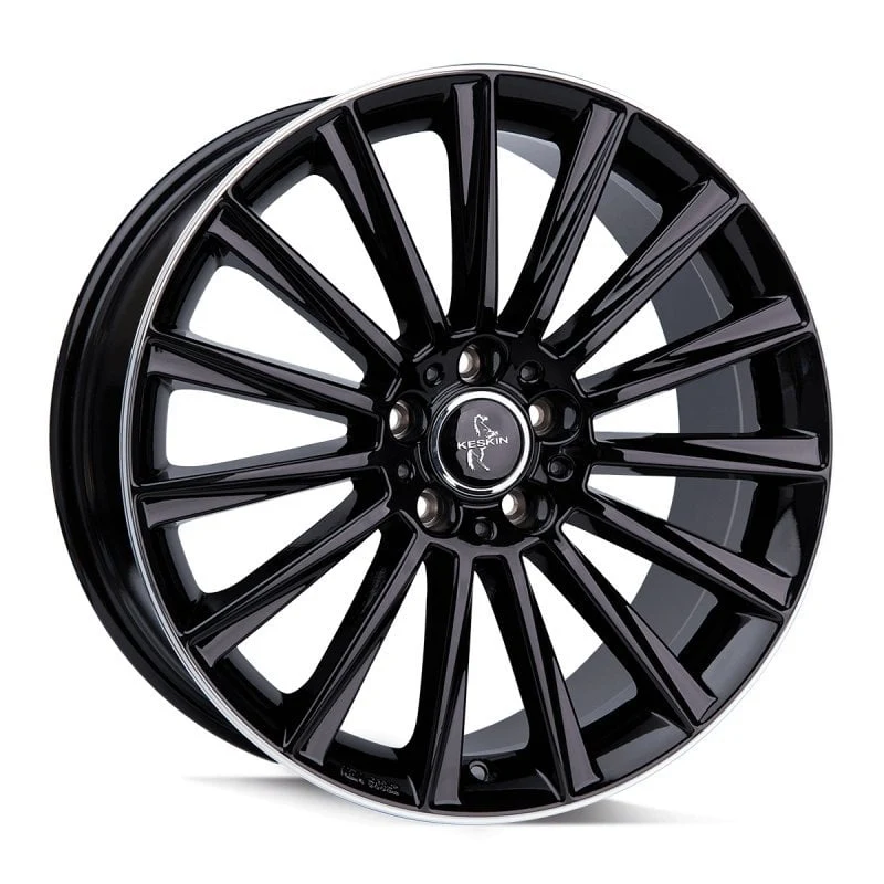 Jantă aliaj R19 negru față șlefuită Keskin Tuning KT18 — 5×112, ET30