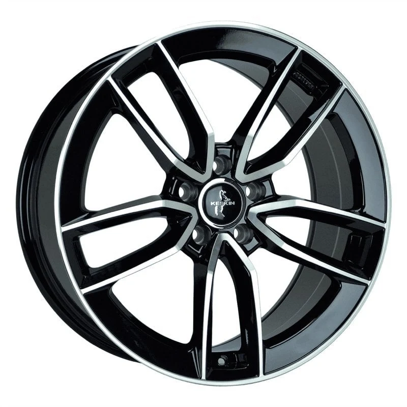 Jantă aliaj R17 negru față șlefuită Keskin Tuning KT21 — 5×112, ET45