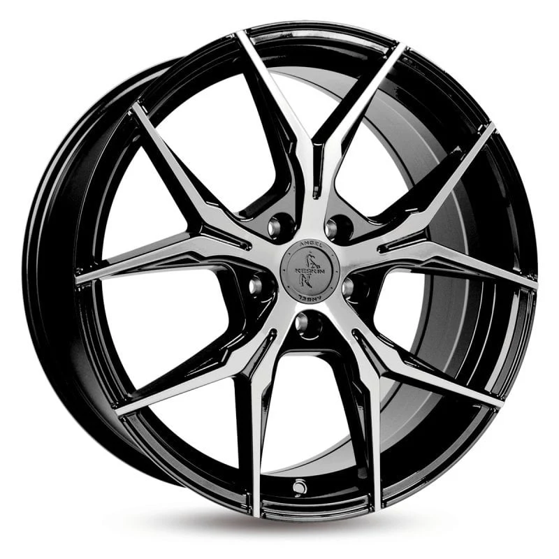 Jantă aliaj R18 negru față șlefuită Keskin Tuning KT19 — 5×112, ET30