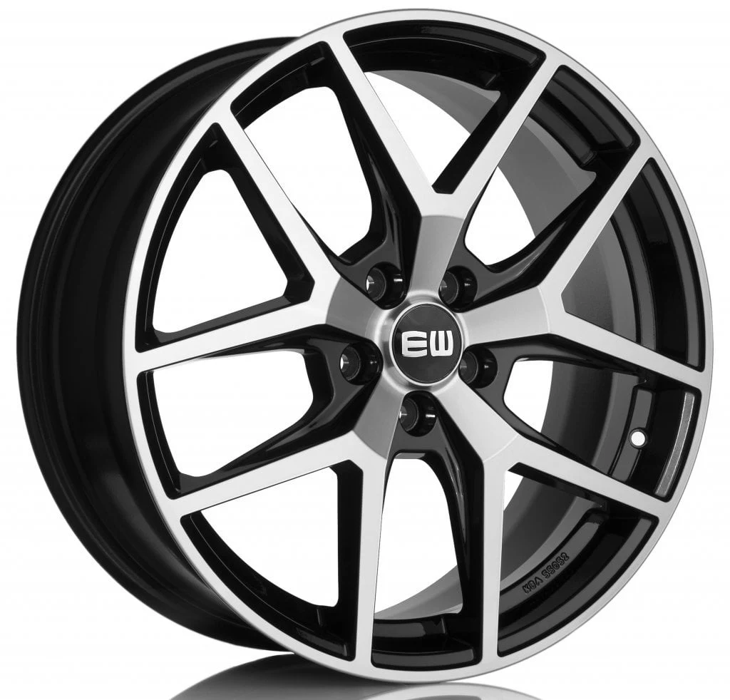 Jantă aliaj R19 negru față șlefuită Elite Wheels Pentagon — 5×108