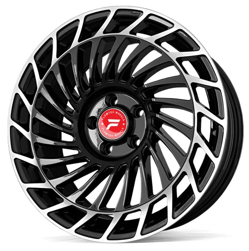 Jantă aliaj R18 negru față șlefuită FLOWTEC Spinn — 5×112, ET45
