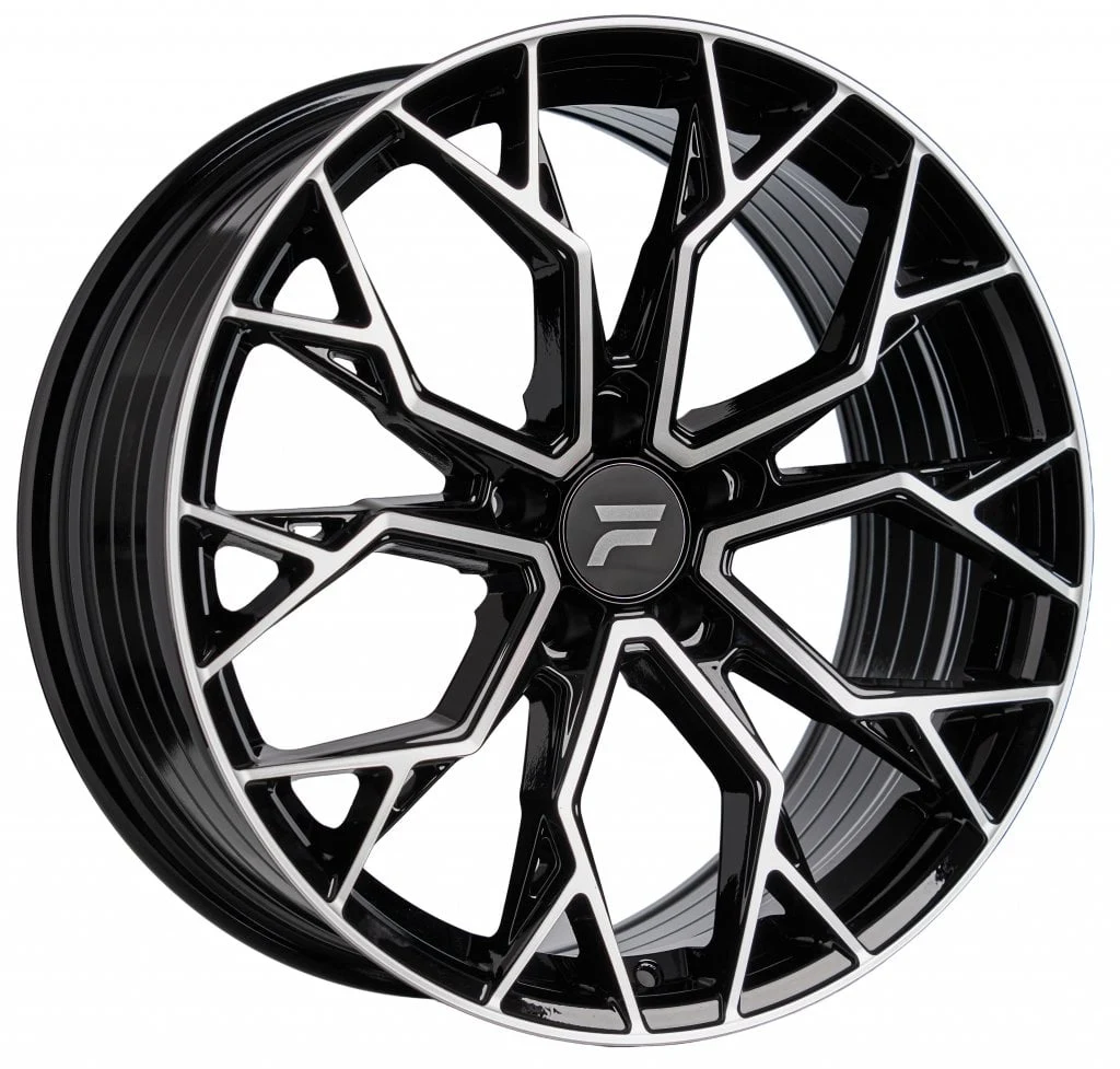 Jantă aliaj R17 negru față șlefuită FLOWTEC Spyder — 5×108