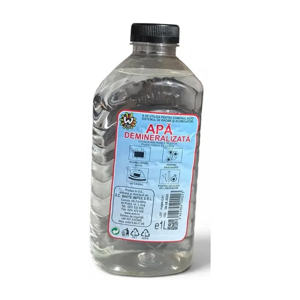 Apă Demineralizată W Oil 1L — Auto, Casnic, Laborator