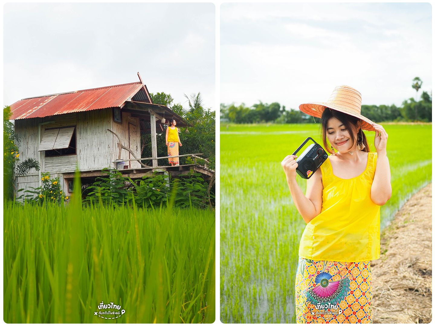 สวมบทพี่คล้าวกับน้องทองกวาว มานอนริมนาพร้อมปิ่นโตยามเช้า และหมูกระทะยามเย็นที่ กระท่อมริมทุ่งโฮมสเตย์ สุพรรณบุรี