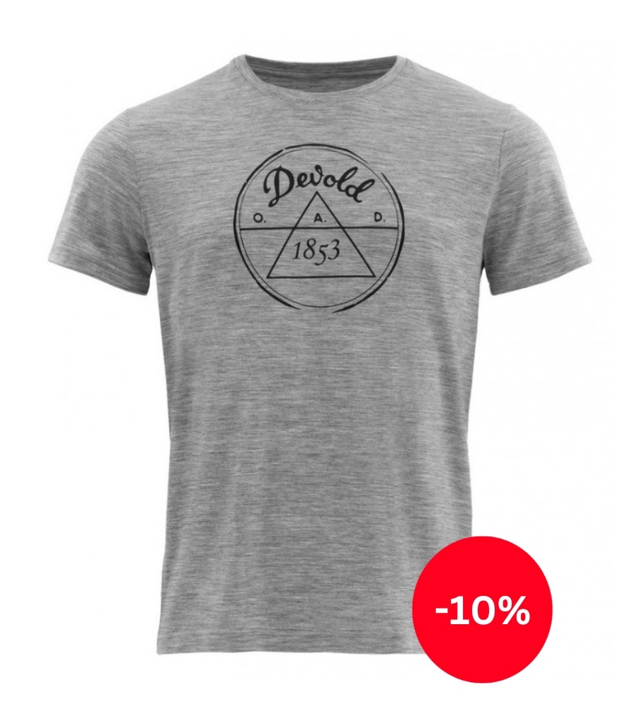 Pánské vlněné trikoDevold 1853 Man Tee Šedá L