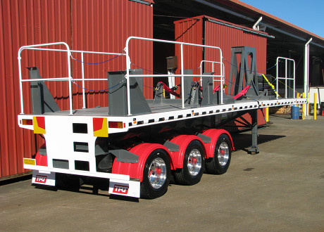 Equipment trailer with safety handr