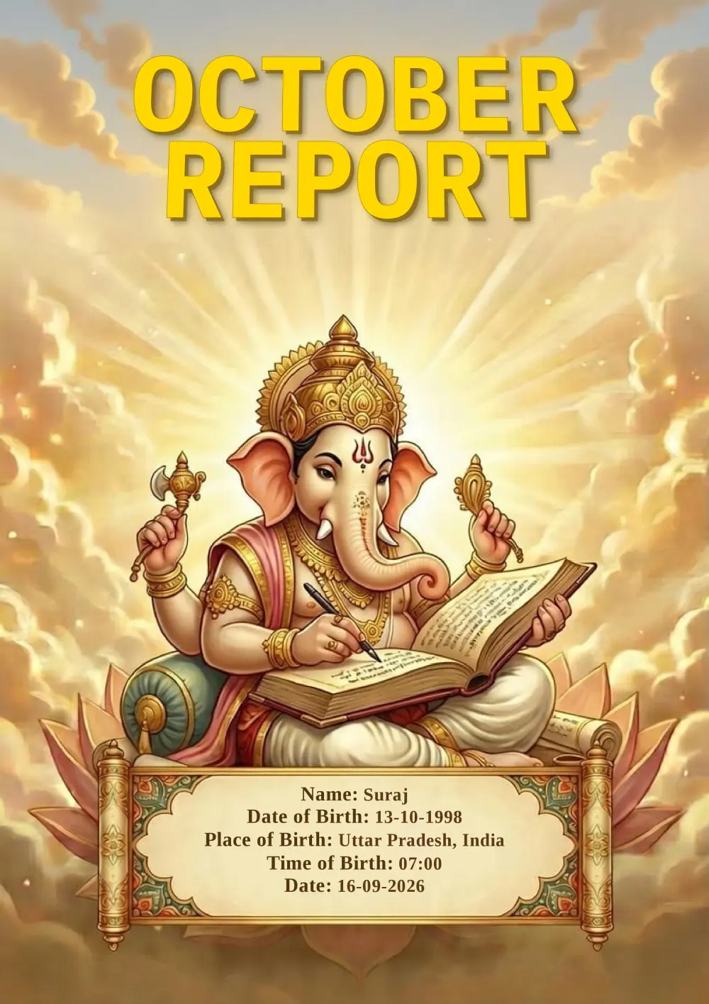Premium Silver Vedic Monthly Report Cover displaying dynamic planetary orbit tracks