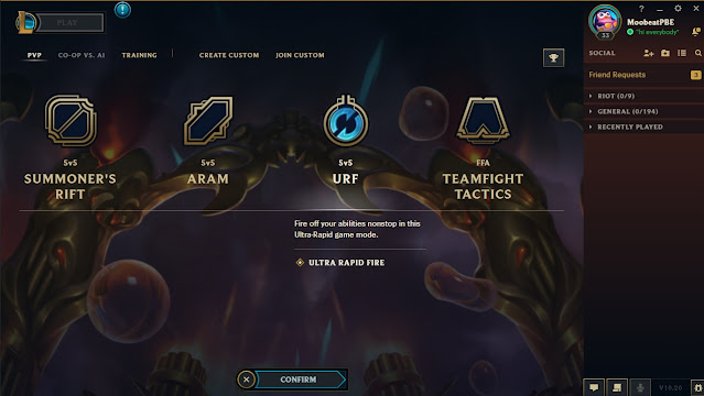 Nové chroma balíčky, URF a další změny na PBE