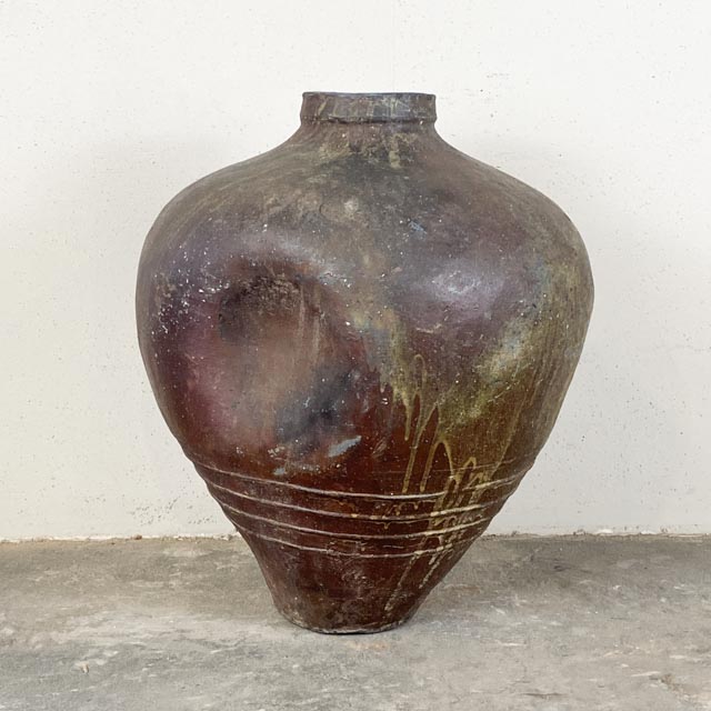 Grote olijfgroene/bruine rijstwijnpotten