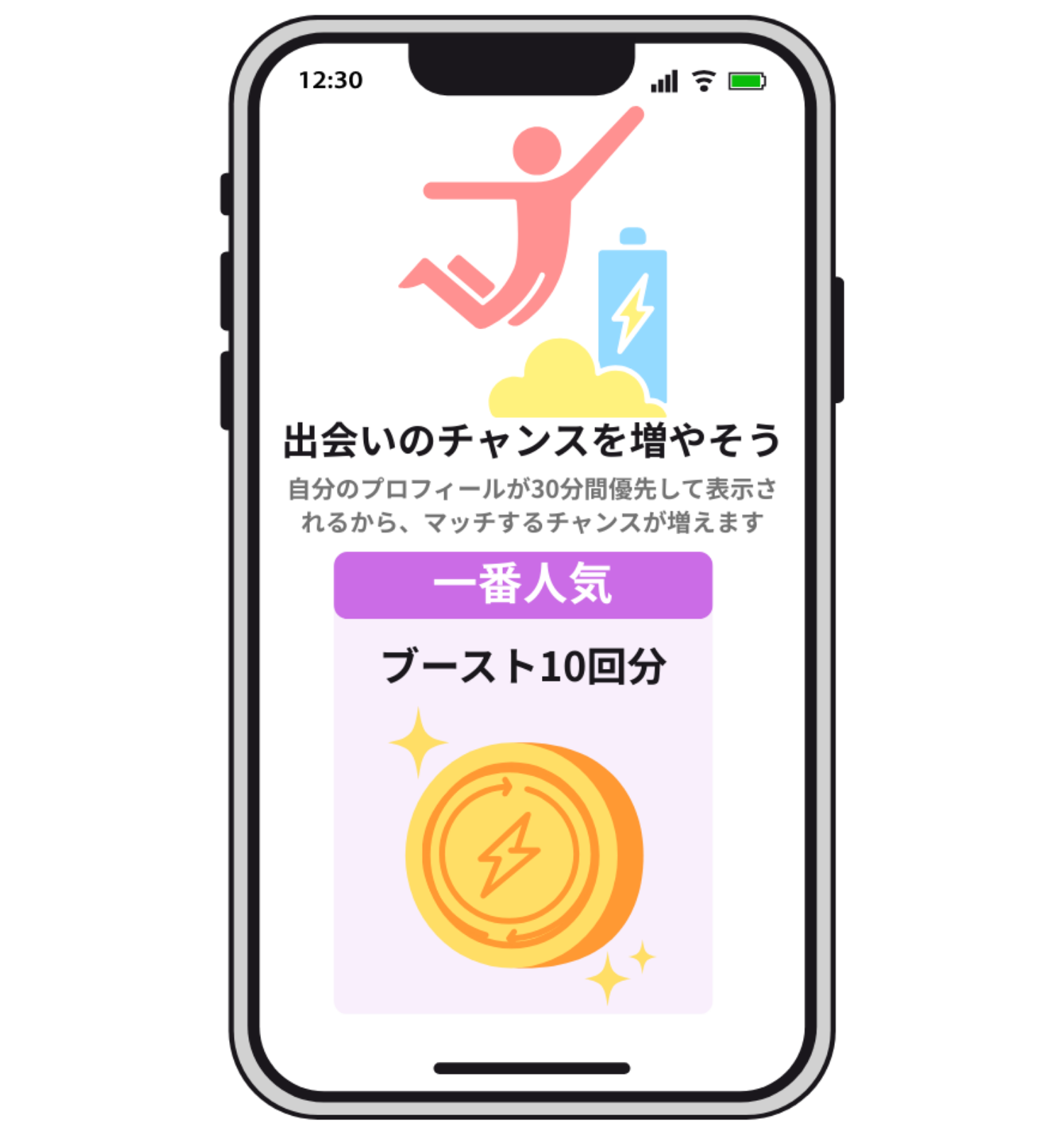 Tinderのブースト機能のイメージ図