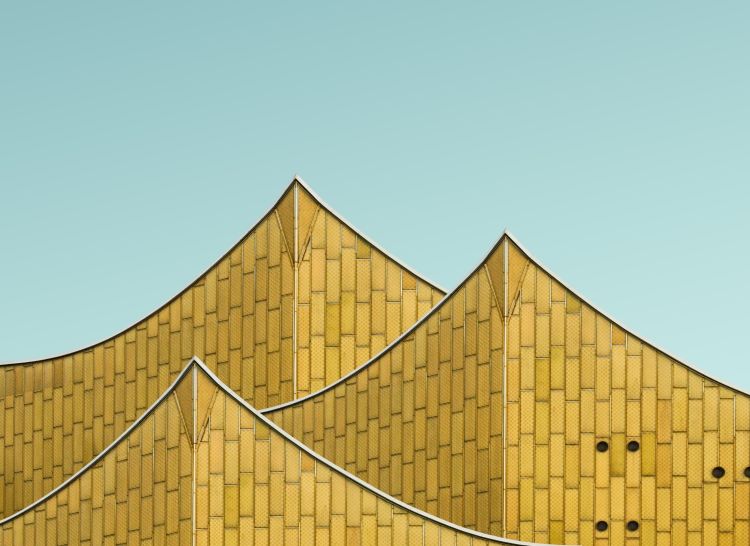 Pointed facade of Philharmonie Berlin in Germany