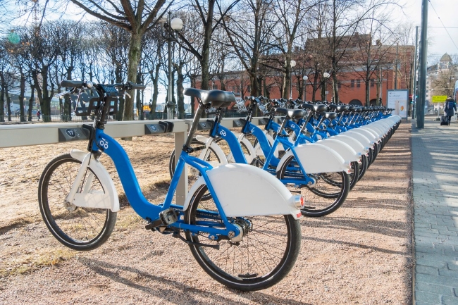 Blue City Bikes by Oslo's Central Station