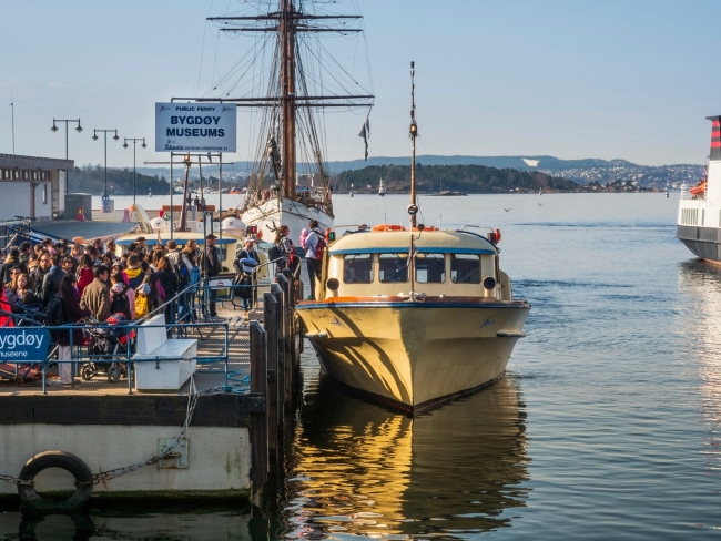 People waiting on pier for the Bygdøy ferry in Oslo