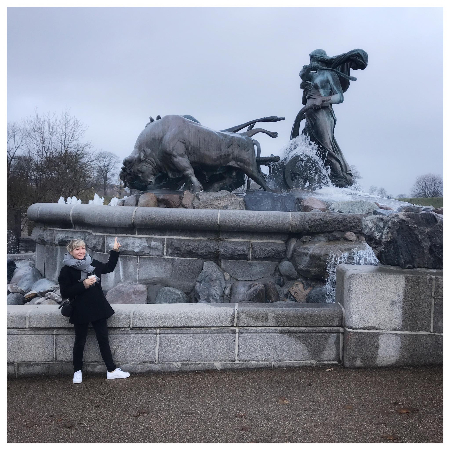 Julie Marie Kjersem standing in front of the Gefion Statue