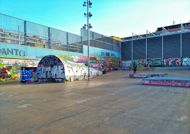 Grafitti covered Paral-lel, Barcelona's skate park near El Raval