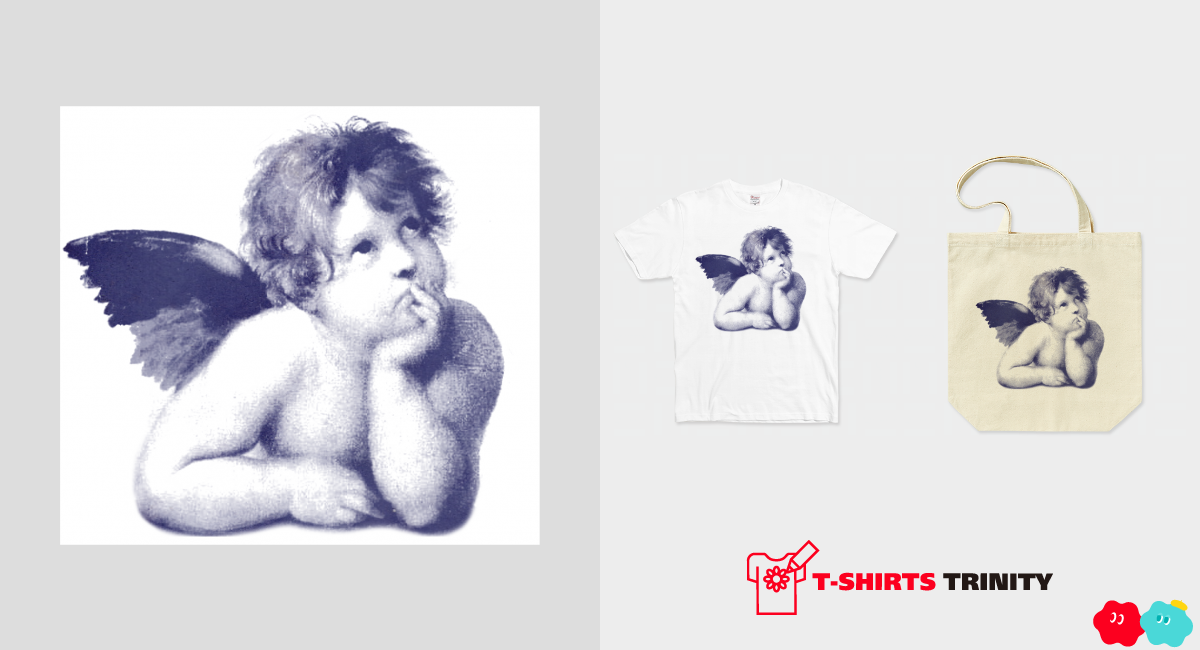 ラファエロの天使(頬杖をつく天使)（商品数3件）|デザインTシャツ通販