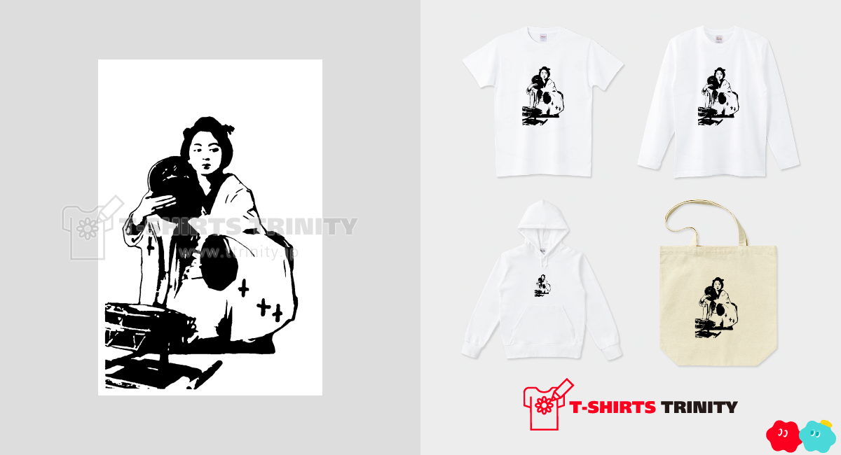 鼓を打つ芸妓 歴史人物Tシャツ0​1​9