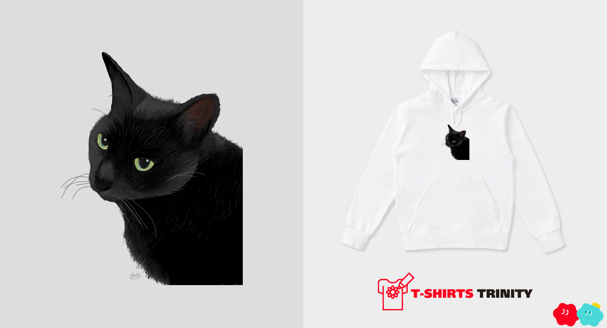 カッコイイ黒猫（パーカー）|デザインTシャツ通販【Tシャツトリニティ】