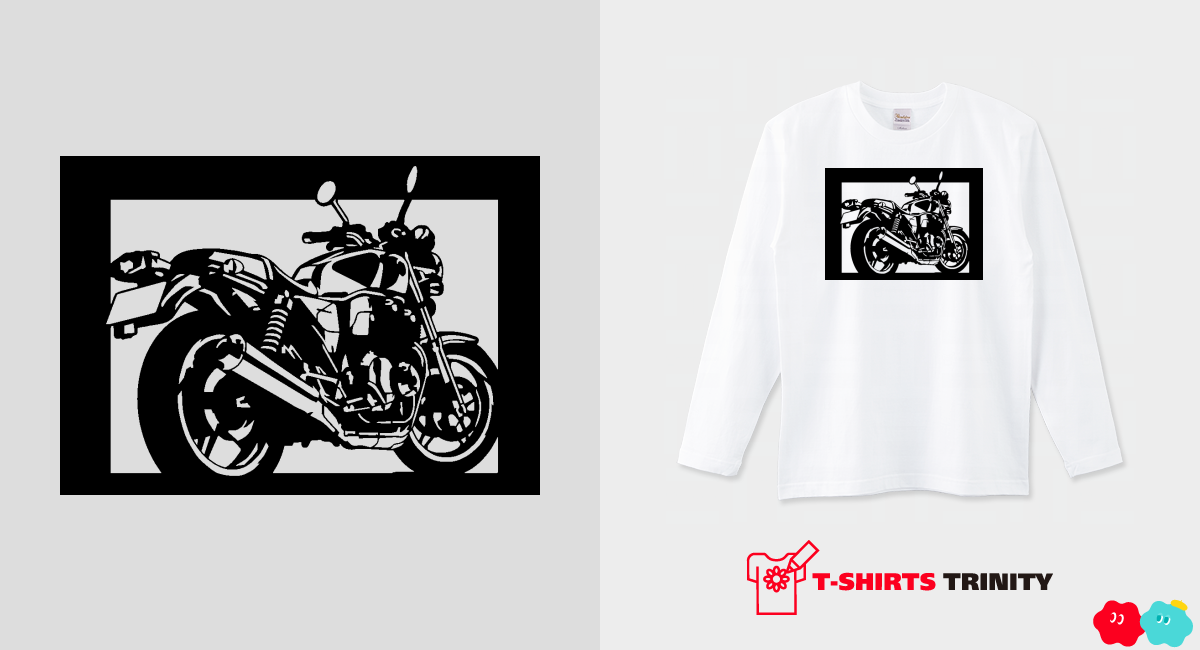 切り紙屋 ホンダ(HONDA) CB1100の切り絵(黒)（ロングTシャツ