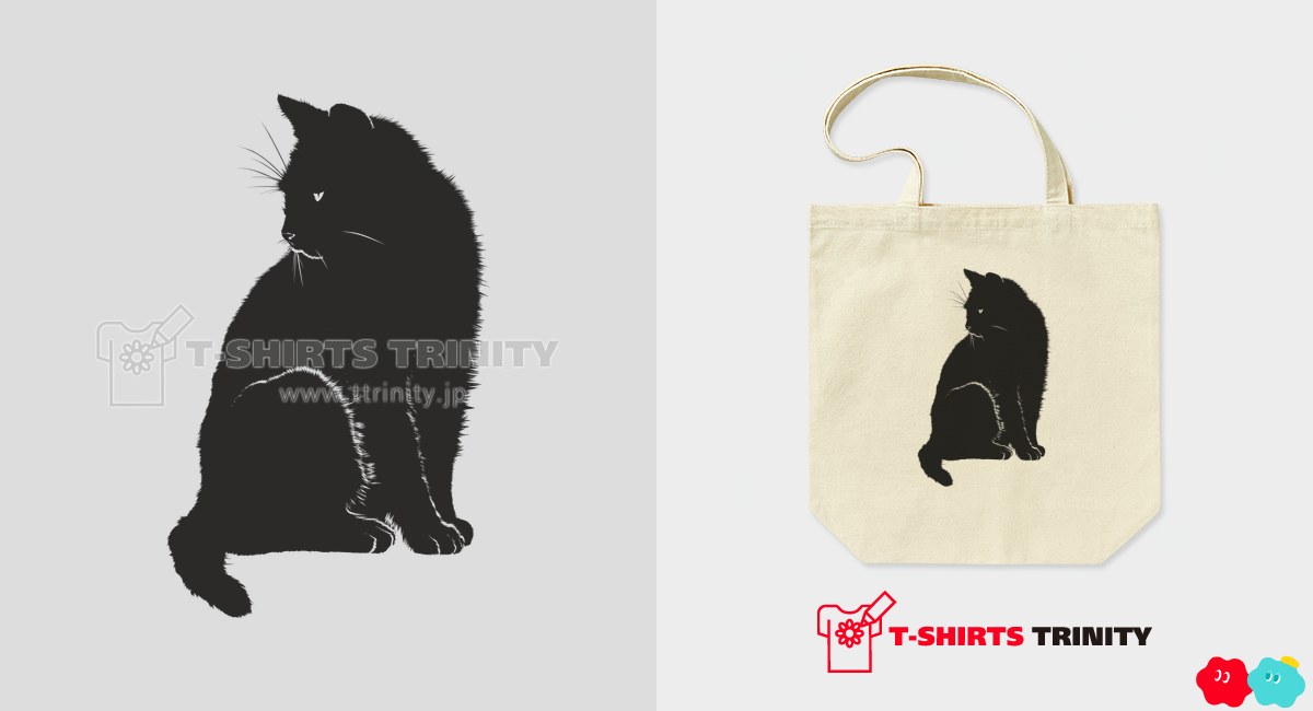 黒猫 シルエット(トートバッグ Mサイズ)|デザインTシャツ通販 黒猫 シルエット(トートバッグ Mサイズ)|デザインTシャツ通販