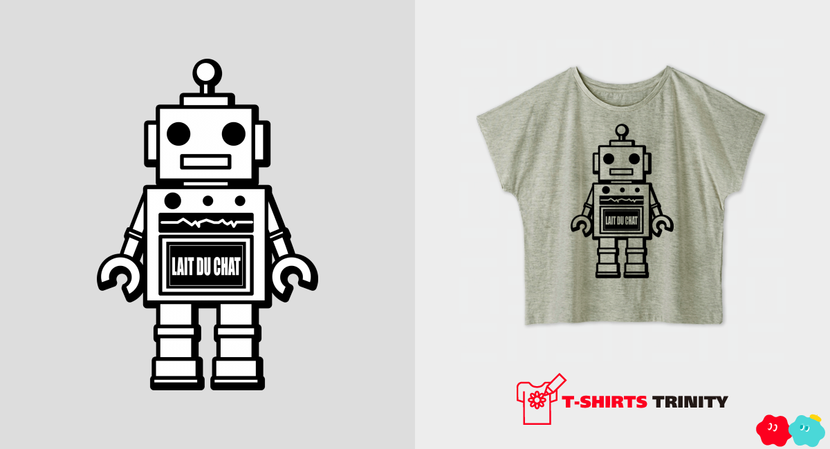 レトロ☆ロボット-モノクロ（レディースTシャツ）|デザインTシャツ通販【Tシャツトリニティ】