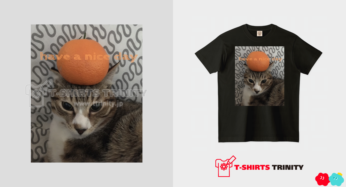 オレンジと猫（Tシャツ）|デザインTシャツ通販【Tシャツトリニティ】