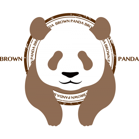 茶色のパンダ 飛び出しスタイル Brown Panda デザインtシャツ通販 Tシャツトリニティ