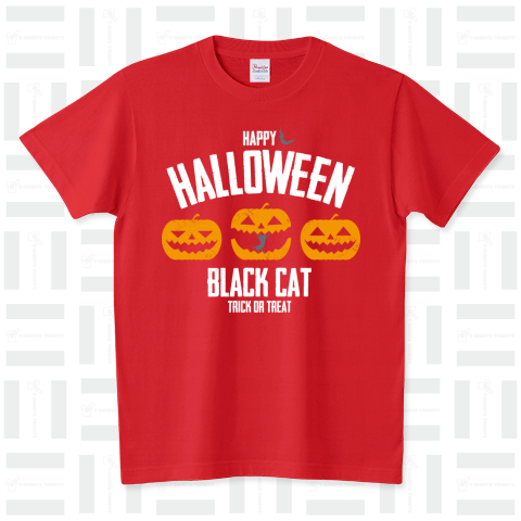 【ヴィンテージDESIGN】ハロウィン 黒猫 Halloween black cat カラーバージョン