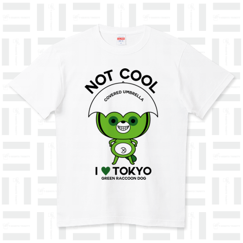 NOT COOL 緑のたぬき かぶり傘Style