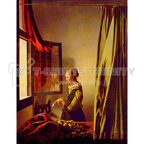 ヨハネス・フェルメール「窓辺で手紙を読む女」【西洋 絵画 アート 美術 Tシャツ】