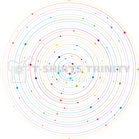惑星の軌道のようなカラフルな同心円