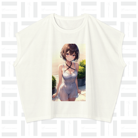 水着のお姉さんイラストTシャツ