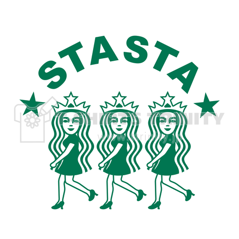 セイレーンちゃん スタスタ3人 スタバパロディ バックプリント デザインtシャツ通販 Tシャツトリニティ