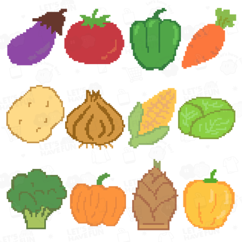 12種類の野菜(ドット絵)