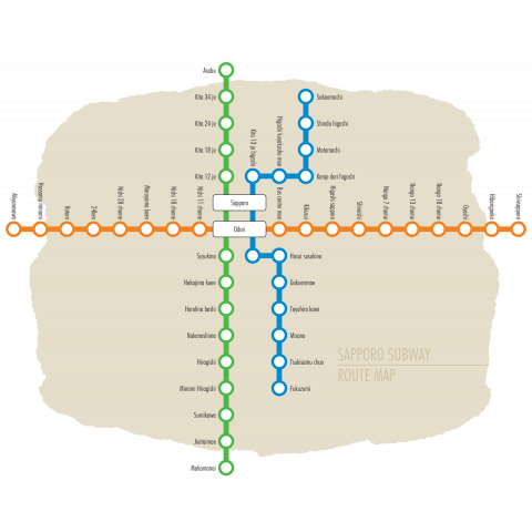 札幌地下鉄路線図 デザインtシャツ通販 Tシャツトリニティ