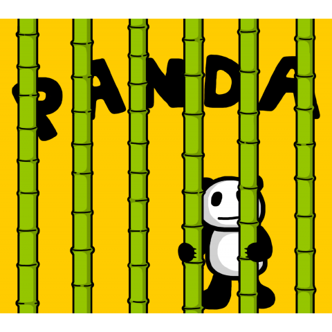 竹の檻に閉じ込められたパンダ