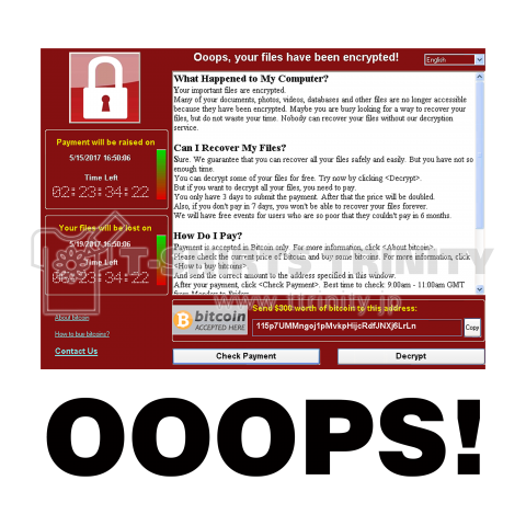 OOOPS! ランサムウェア "WannaCry" 淡色