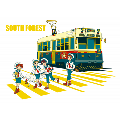 路面電車通りで待ち合わせ デザインtシャツ通販 Tシャツトリニティ