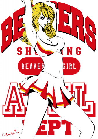 Shooting Beavers カレッジ チアリーダー ガールズイラスト デザインtシャツ通販 Tシャツトリニティ