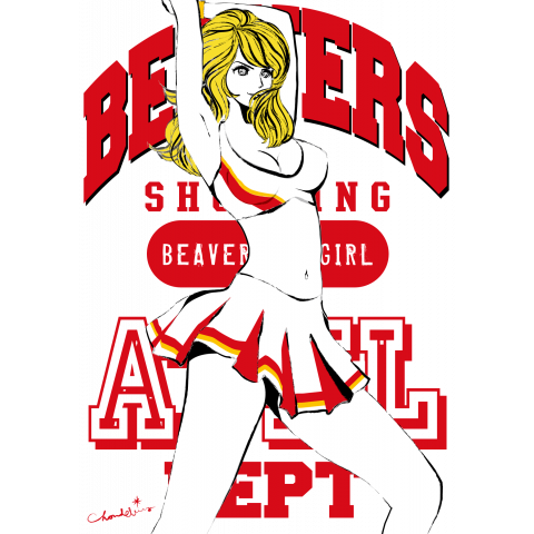 Shooting Beavers カレッジ チアリーダー ガールズイラスト デザインtシャツ通販 Tシャツトリニティ