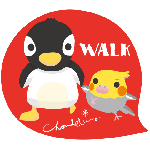 A WALK IN THE PARK オカメインコとペンギン