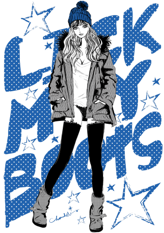 Lick My Boots ニットキャップ ガールズイラスト デザインtシャツ通販 Tシャツトリニティ