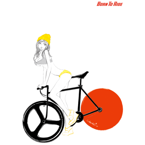 自転車ガール オレンジ クロスバイク