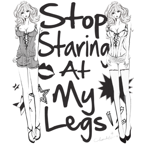 STOP STARING AT MY LEGS 美脚 ビスチェ ガールズイラスト