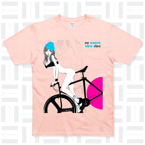 NO PANTS BIKE RIDE 自転車と女の子 ラインソックスver.