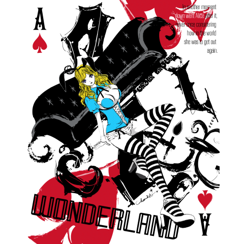 Wonderland 不思議の国のバニー ガールズイラスト デザインtシャツ通販 Tシャツトリニティ