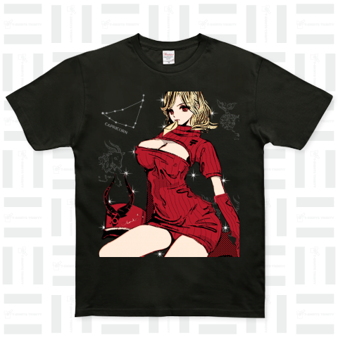 星座Tシャツ 赤山羊座 0292 ガールズイラスト